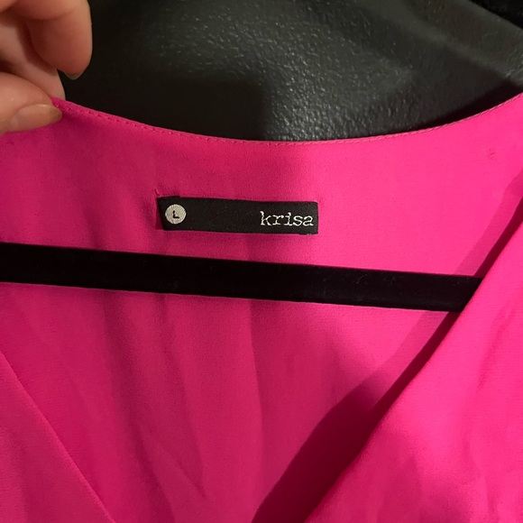 Elegant Fuchsia V-Neck Mini Dress - Picture 3 of 3